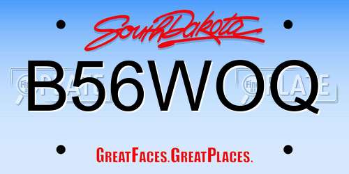 B56WOQ South Dakota License Plate