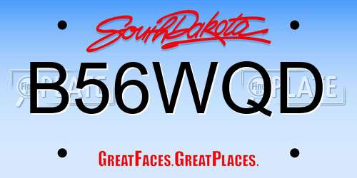 B56WQD South Dakota License Plate
