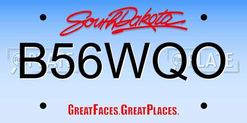 B56WQO South Dakota License Plate