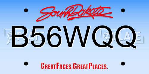 B56WQQ South Dakota License Plate