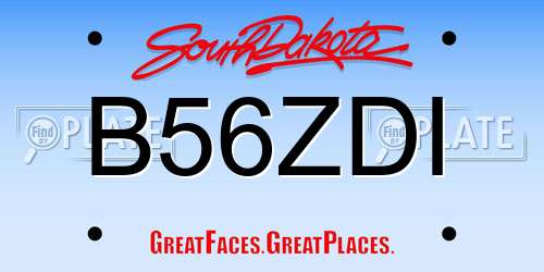 B56ZDI South Dakota License Plate