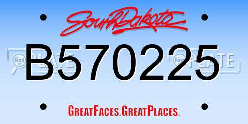 B570225 South Dakota License Plate