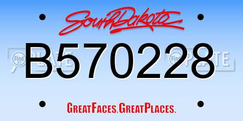 B570228 South Dakota License Plate