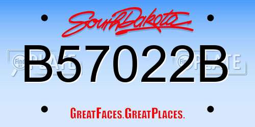 B57022B South Dakota License Plate