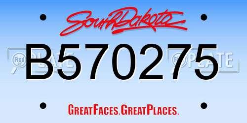 B570275 South Dakota License Plate