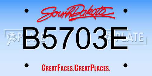 B5703E South Dakota License Plate