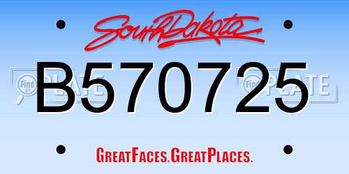 B570725 South Dakota License Plate
