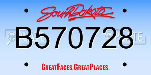 B570728 South Dakota License Plate
