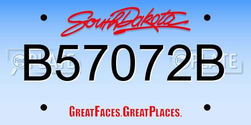 B57072B South Dakota License Plate