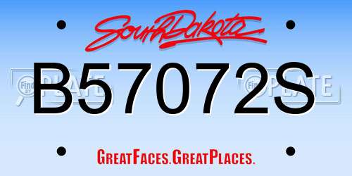B57072S South Dakota License Plate