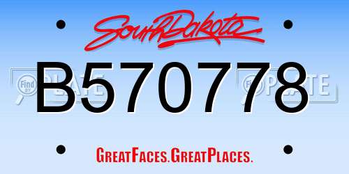 B570778 South Dakota License Plate