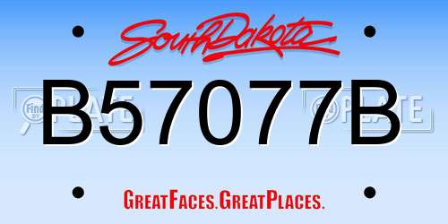 B57077B South Dakota License Plate