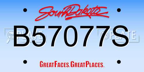 B57077S South Dakota License Plate