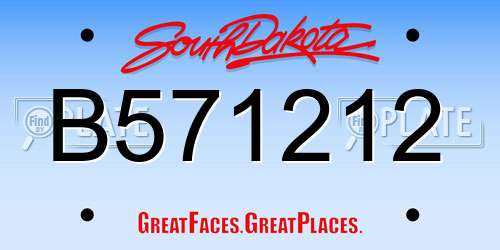 B571212 South Dakota License Plate