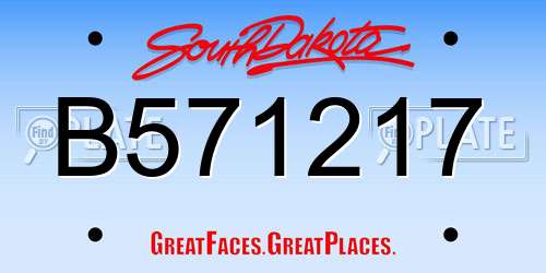 B571217 South Dakota License Plate