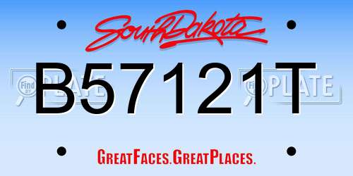 B57121T South Dakota License Plate