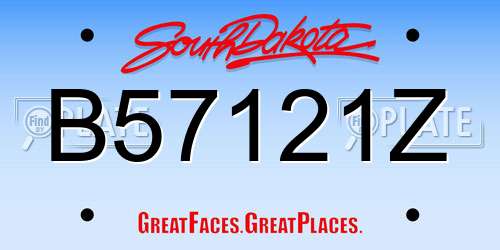 B57121Z South Dakota License Plate