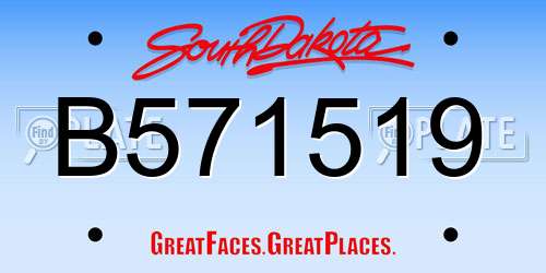 B571519 South Dakota License Plate