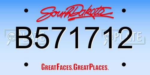 B571712 South Dakota License Plate