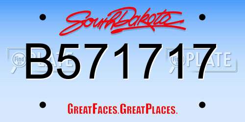 B571717 South Dakota License Plate