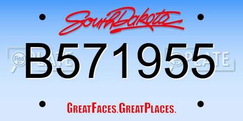 B571955 South Dakota License Plate