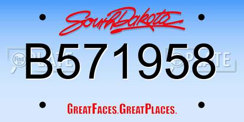 B571958 South Dakota License Plate