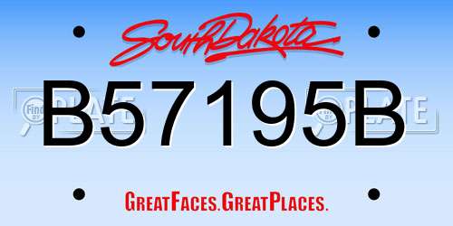 B57195B South Dakota License Plate