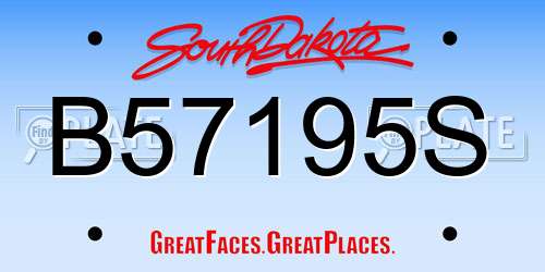 B57195S South Dakota License Plate