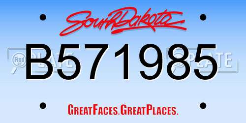 B571985 South Dakota License Plate
