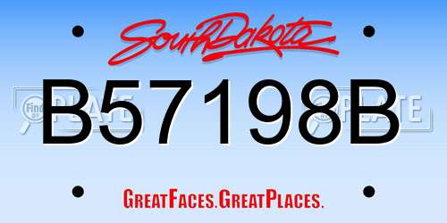 B57198B South Dakota License Plate