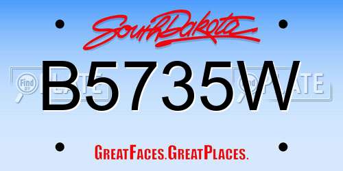 B5735W South Dakota License Plate