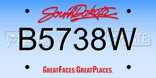 B5738W South Dakota License Plate