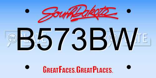 B573BW South Dakota License Plate