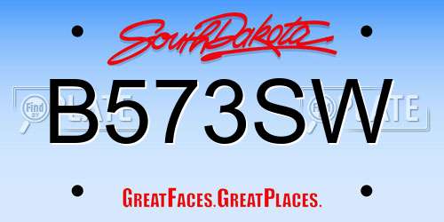 B573SW South Dakota License Plate