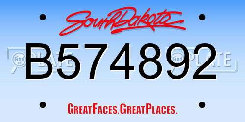 B574892 South Dakota License Plate