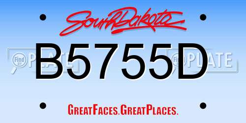 B5755D South Dakota License Plate