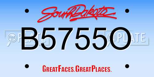 B5755O South Dakota License Plate