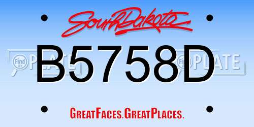 B5758D South Dakota License Plate