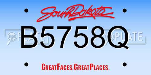 B5758Q South Dakota License Plate