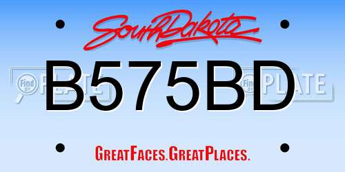 B575BD South Dakota License Plate