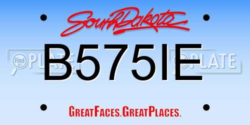 B575IE South Dakota License Plate