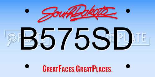 B575SD South Dakota License Plate