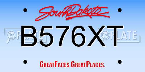B576XT South Dakota License Plate