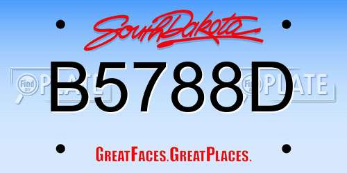 B5788D South Dakota License Plate