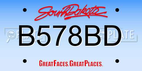 B578BD South Dakota License Plate