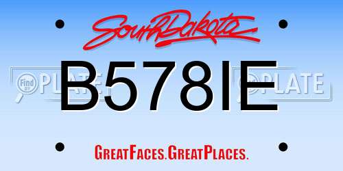 B578IE South Dakota License Plate