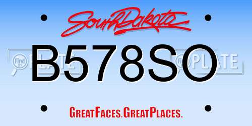 B578SO South Dakota License Plate
