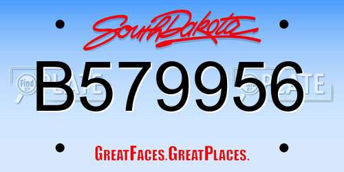 B579956 South Dakota License Plate