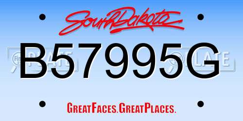 B57995G South Dakota License Plate