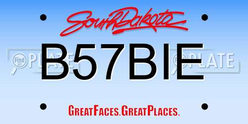 B57BIE South Dakota License Plate